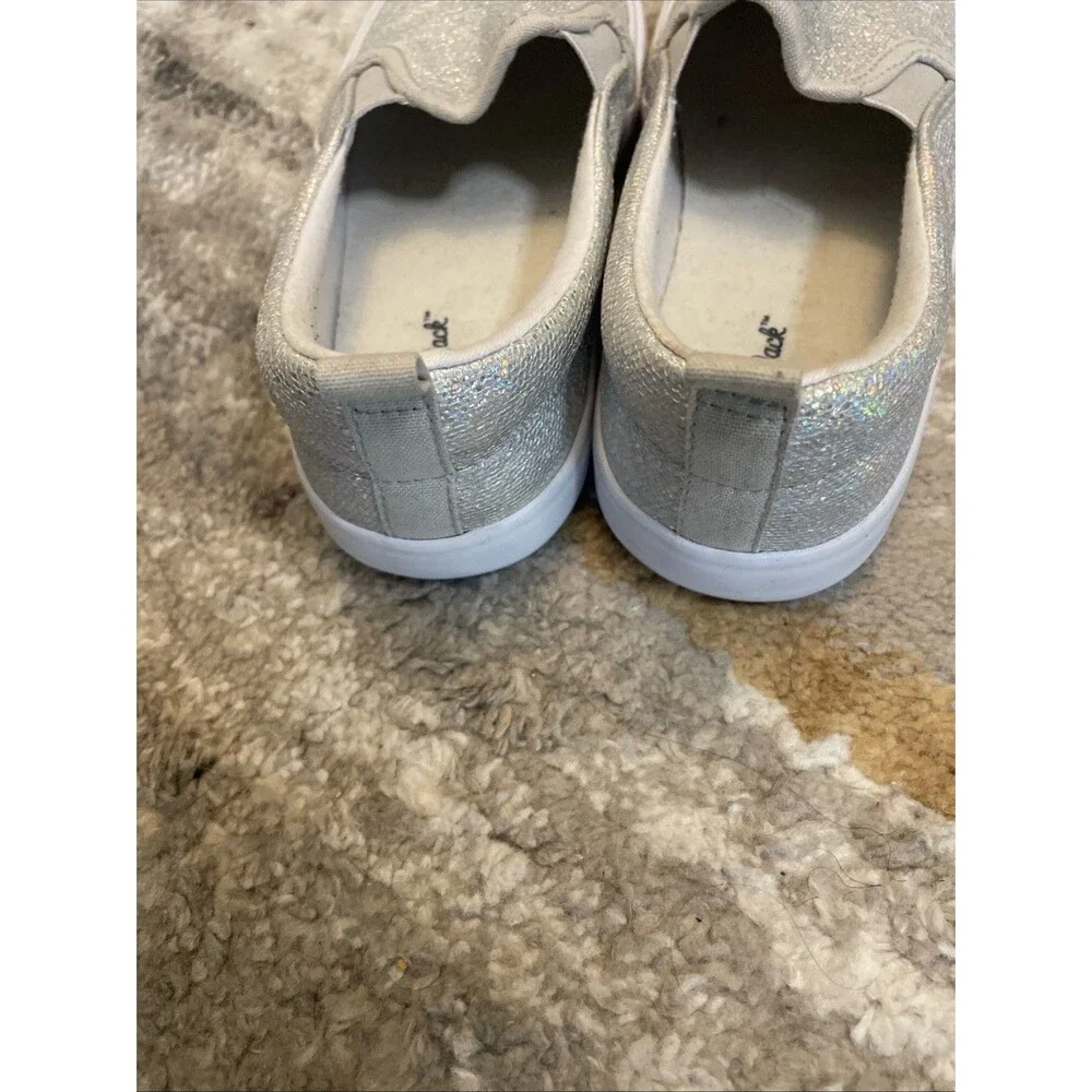 Cat & Jack Girls Gray/Silver Sparkles Slip On Sneakers Shoes Sz 2
